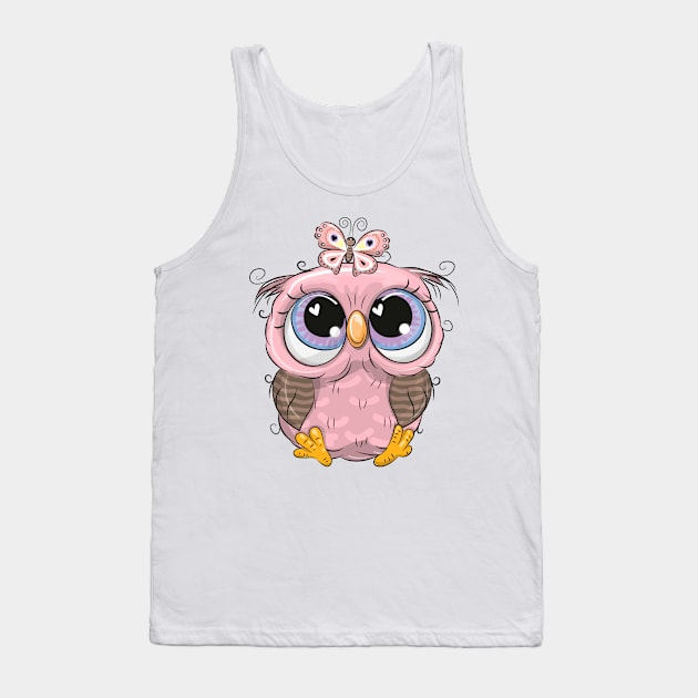 Cute Cartoon pink owl Tank Top by Reginast777